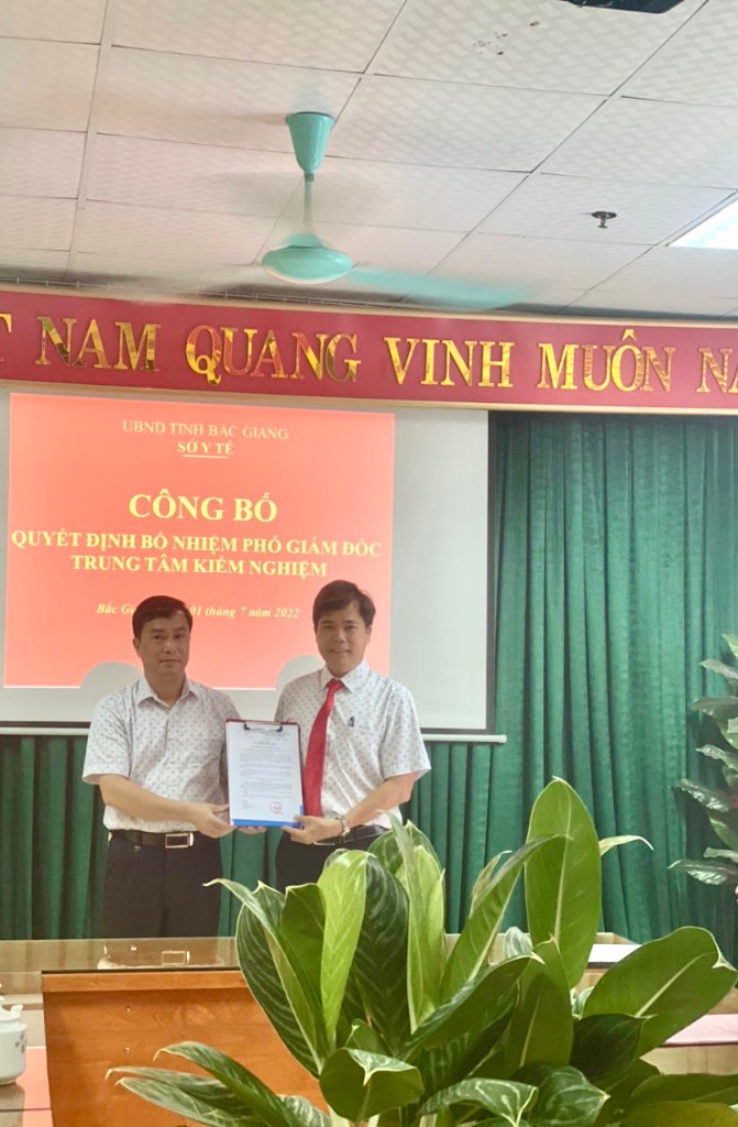 Ông Nguyễn Xuân Linh được bổ nhiệm giữ chức Phó Giám đốc Trung tâm Kiểm nghiệm Bắc Giang